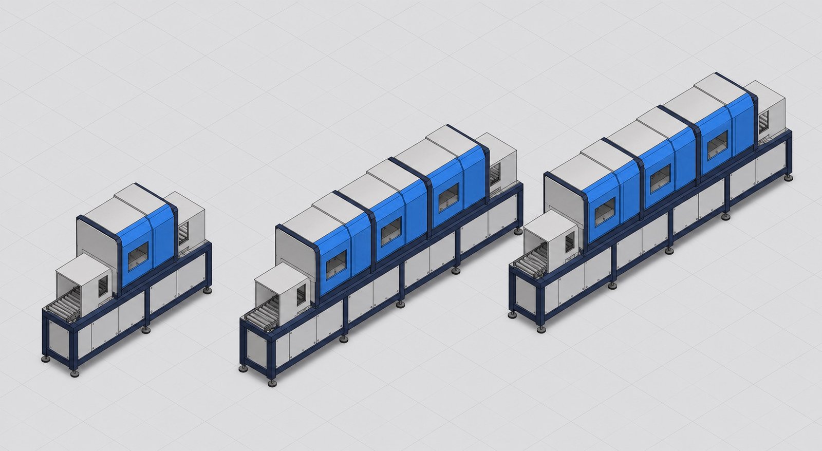 Three versions of the same assembly from one parameter set