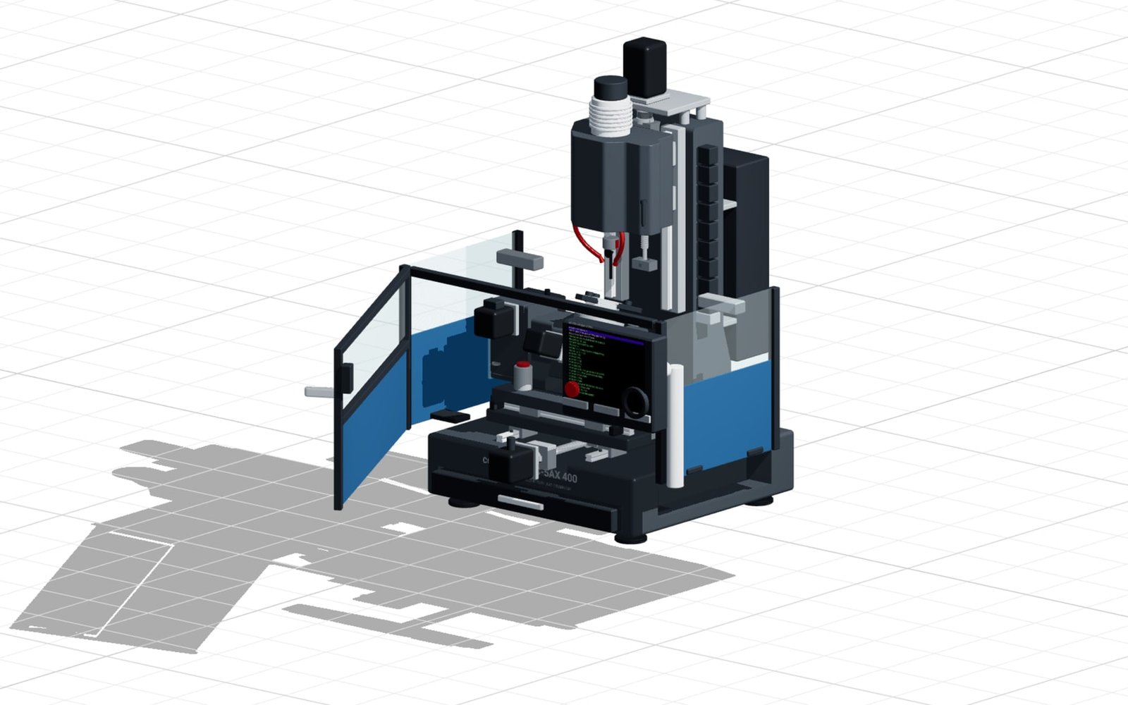 5-axis machining centre with the enclosure door open
