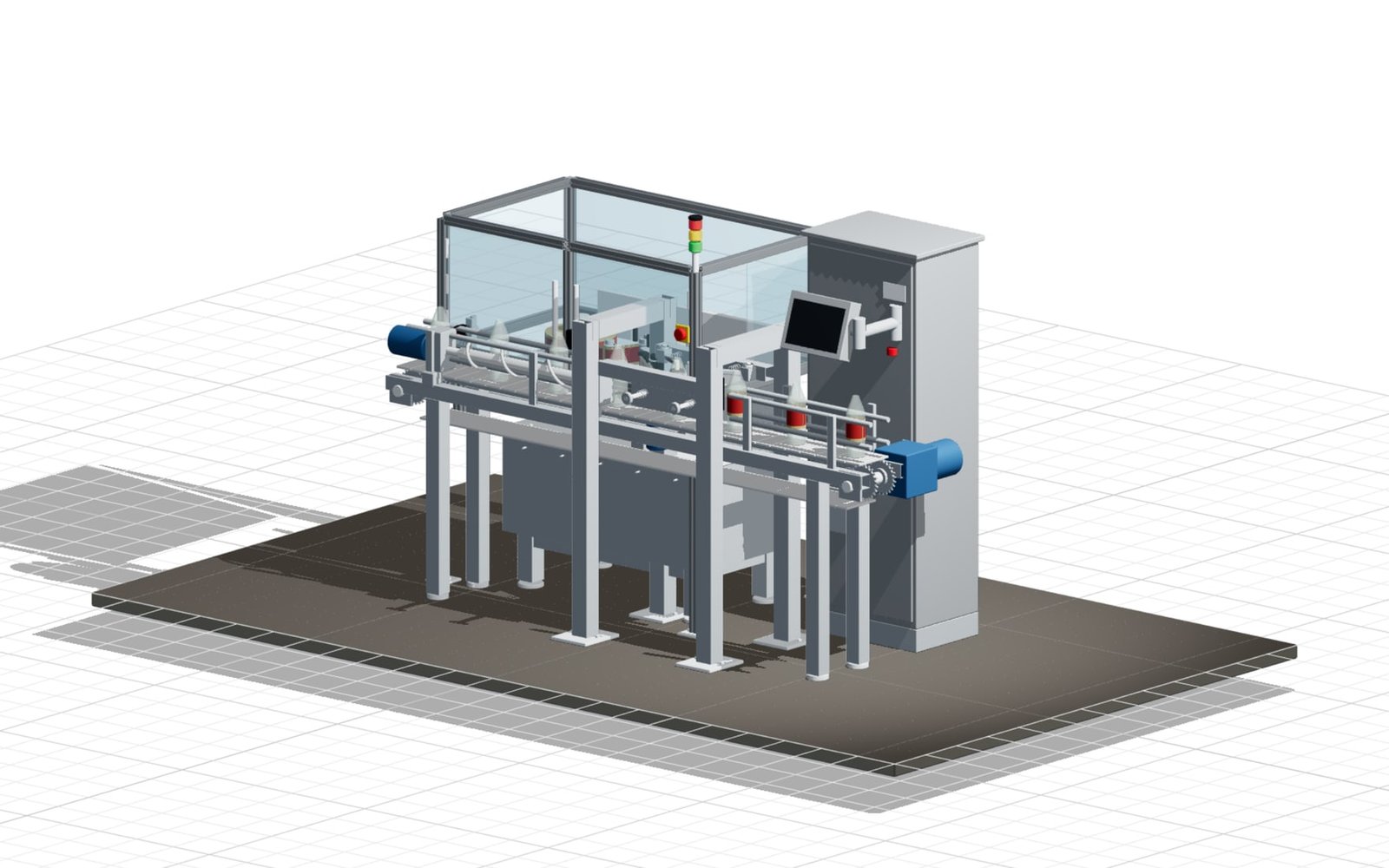 Labelling machine with guarding and control cabinet