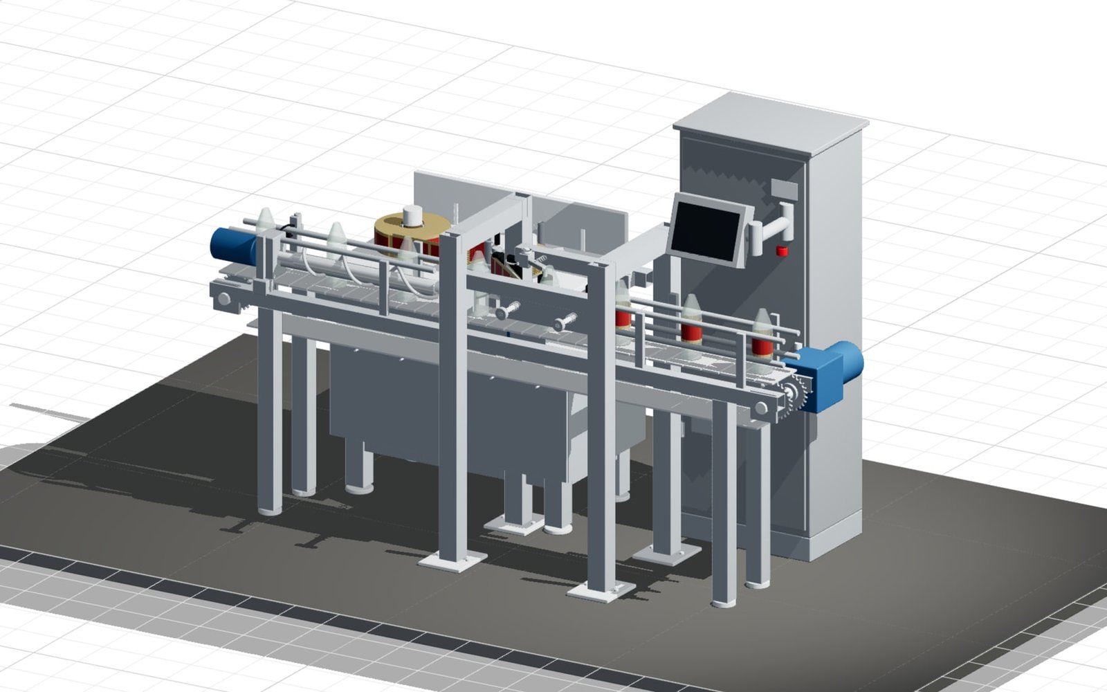 Labelling machine with the guarding removed