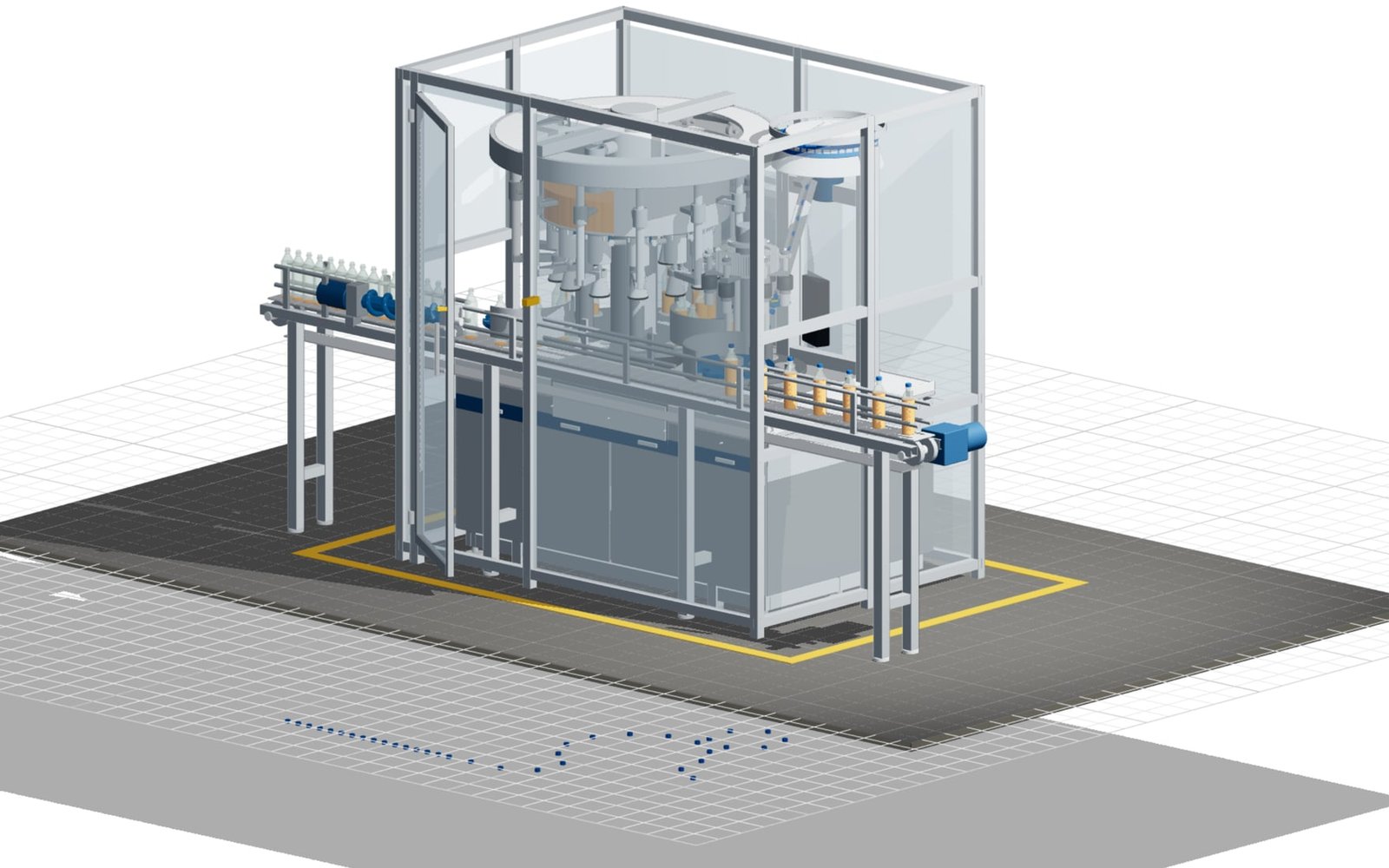 Rotary filler with guarding and control cabinet